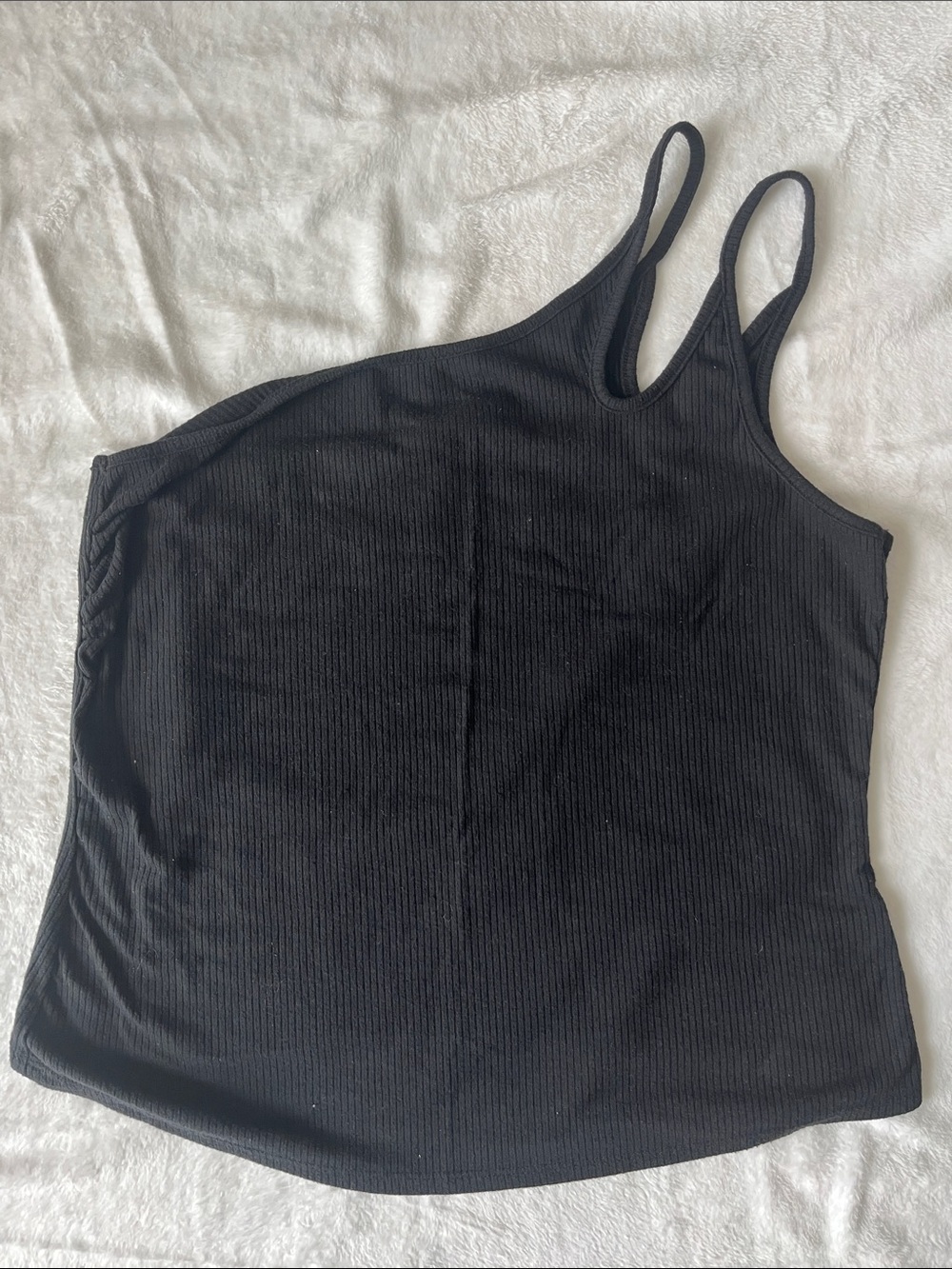 Rue21 Black Ribbed One Shoulder Top